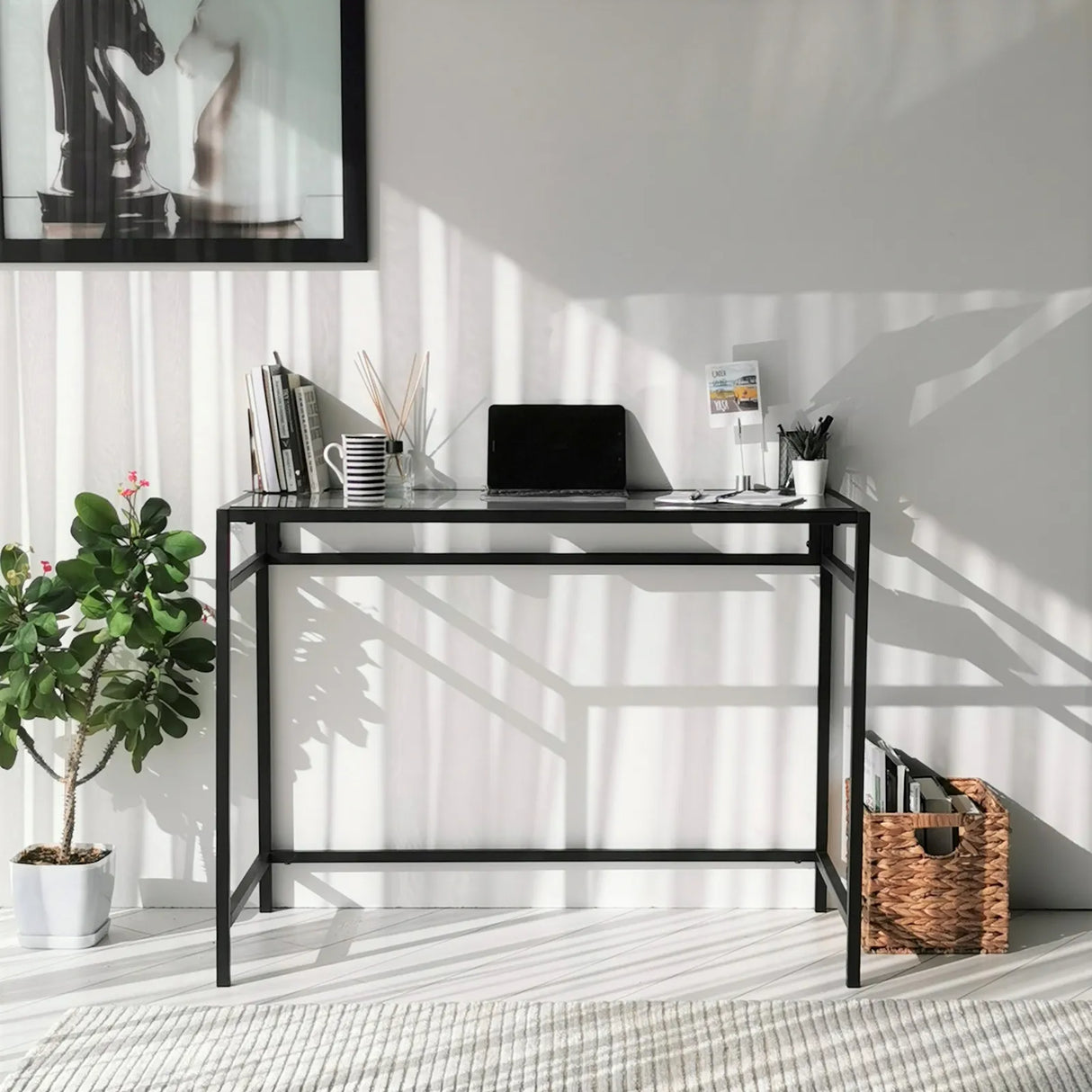 Schreibtische Network aus gehärtetem Glas und Metall, 100×45×75 cm von Hanah Home – Bild 8
