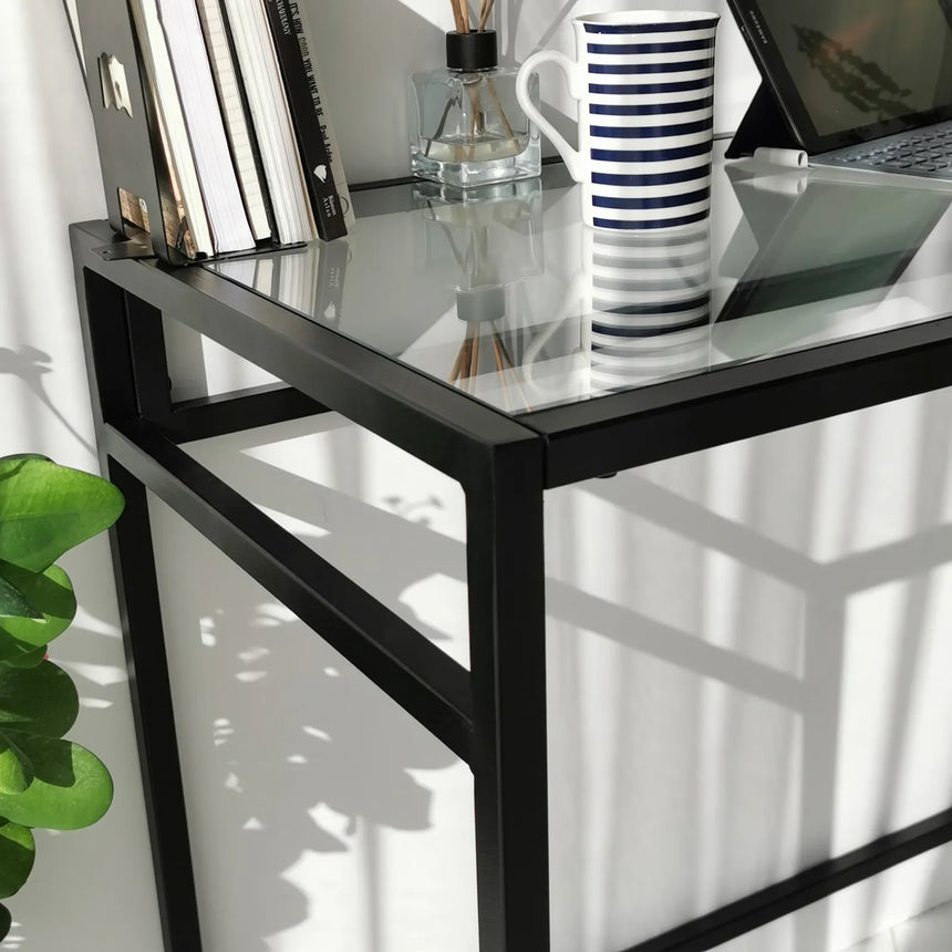 Schreibtische Network aus gehärtetem Glas und Metall, 100×45×75 cm von Hanah Home – Bild 9