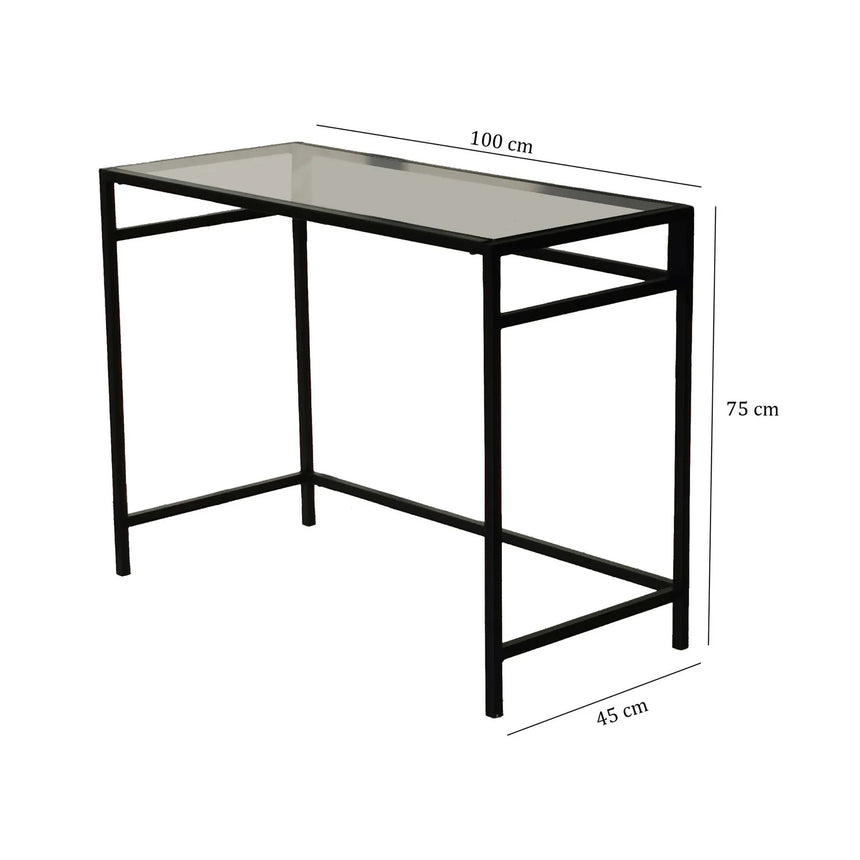 Schreibtische Network aus gehärtetem Glas und Metall in Schwarz und Rauch, 100×45×75 cm von Hanah Home – Bild 9