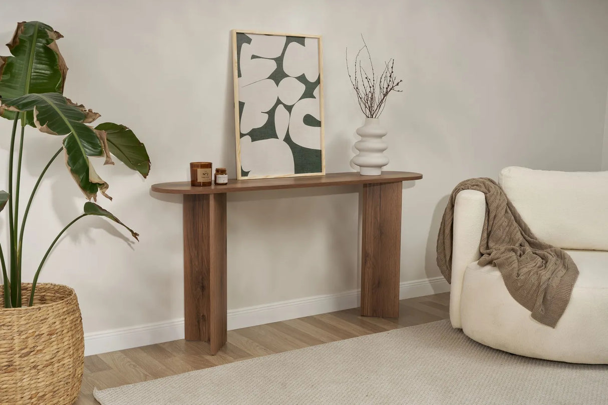 Sideboard Sira aus melaminbeschichteten Holz in VNT-Walnuss, 150×35×75 cm von Hanah Home – Bild 4