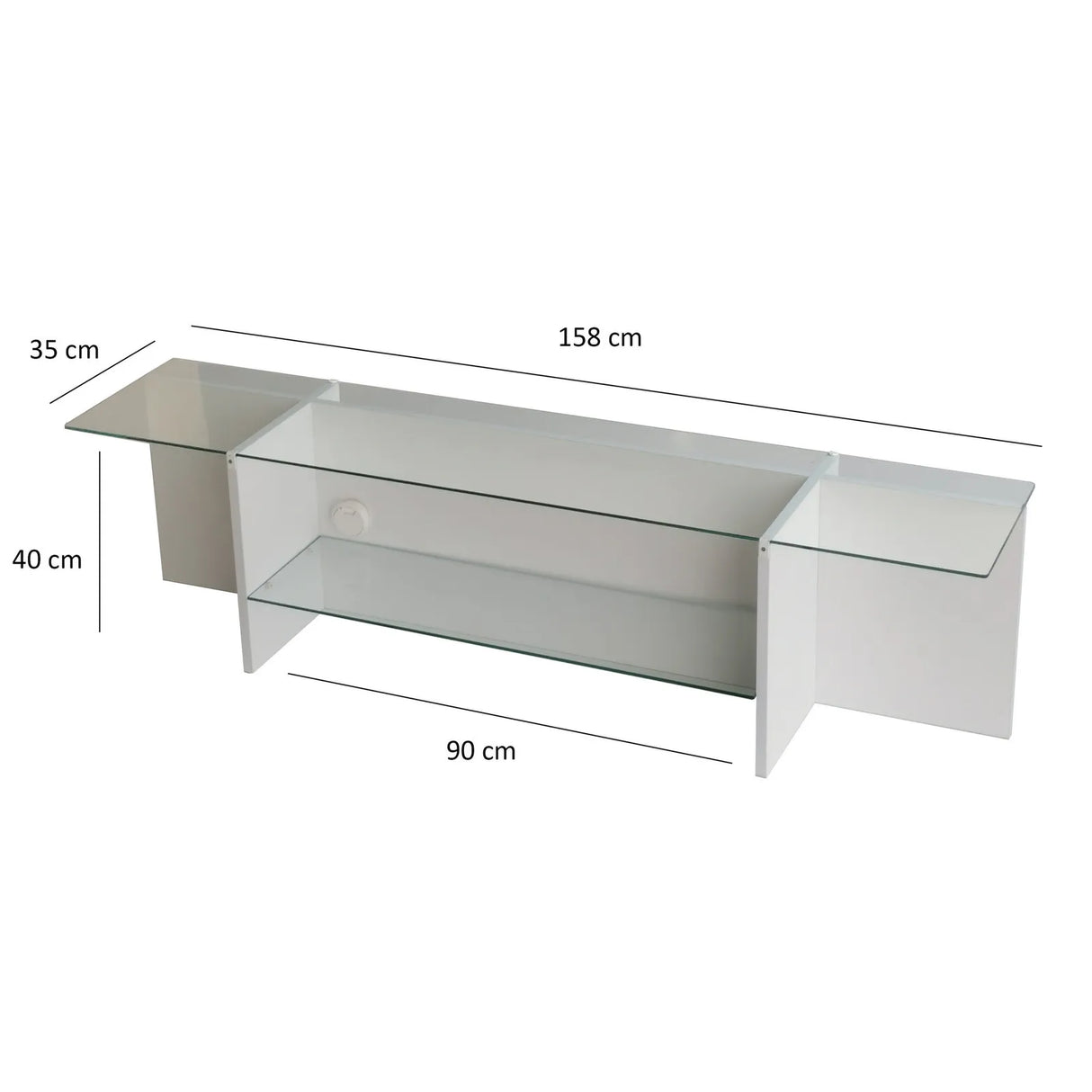 TV-Schrank Escape aus melaminbeschichteten Holz und gehärtetem Glas, 158×35×40 cm von Hanah Home – Bild 8