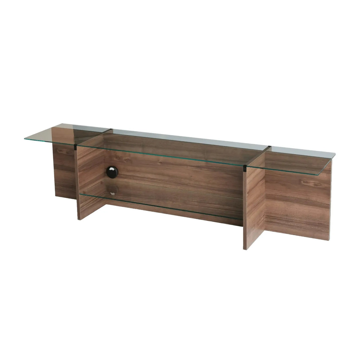 TV-Schrank Escape aus melaminbeschichteten Holz und gehärtetem Glas in Walnuss, 158×35×40 cm von Hanah Home – Bild 6