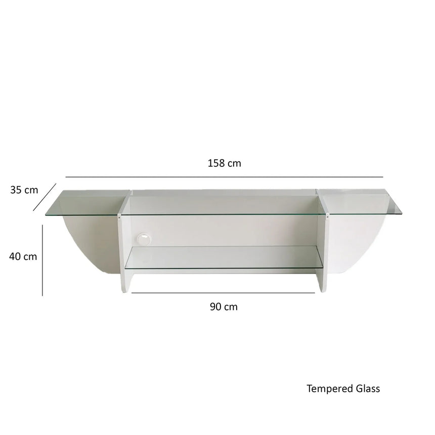 TV-Schrank Lily aus melaminharzbeschichteten Holz und gehärtetem Glas, 158×35×40 cm von Hanah Home – Bild 8