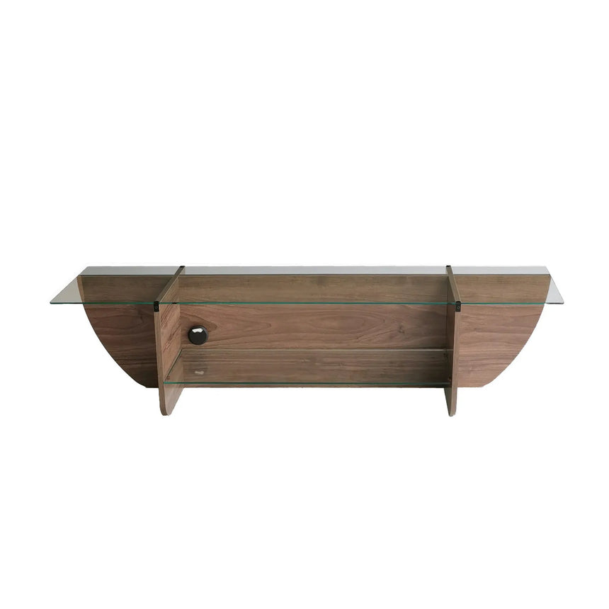 TV-Schrank Lily aus melaminharzbeschichteten Holz und gehärtetem Glas in Walnuss, 158×35×40 cm von Hanah Home – Bild 8