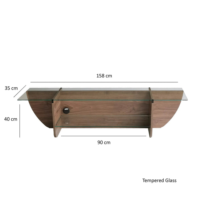TV-Schrank Lily aus melaminharzbeschichteten Holz und gehärtetem Glas in Walnuss, 158×35×40 cm von Hanah Home – Bild 9