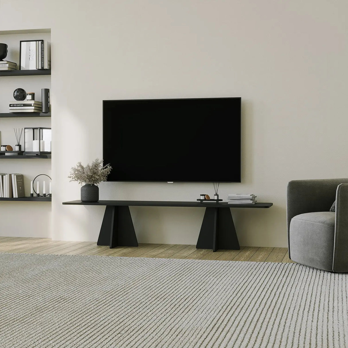 TV-Schrank Mushroom aus melaminharzbeschichteten Holz, 180×42×40 cm von Hanah Home – Bild 4