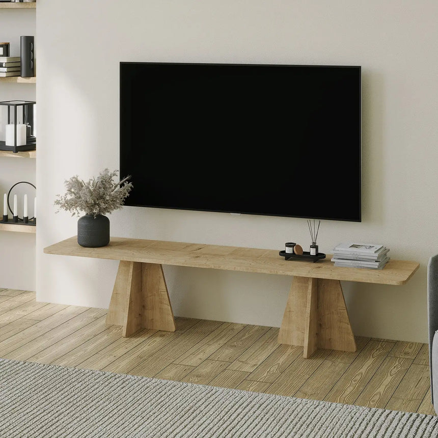 TV-Schrank Mushroom aus melaminharzbeschichteten Holz in Saphir-Eiche, 180×42×40 cm von Hanah Home – Bild 3