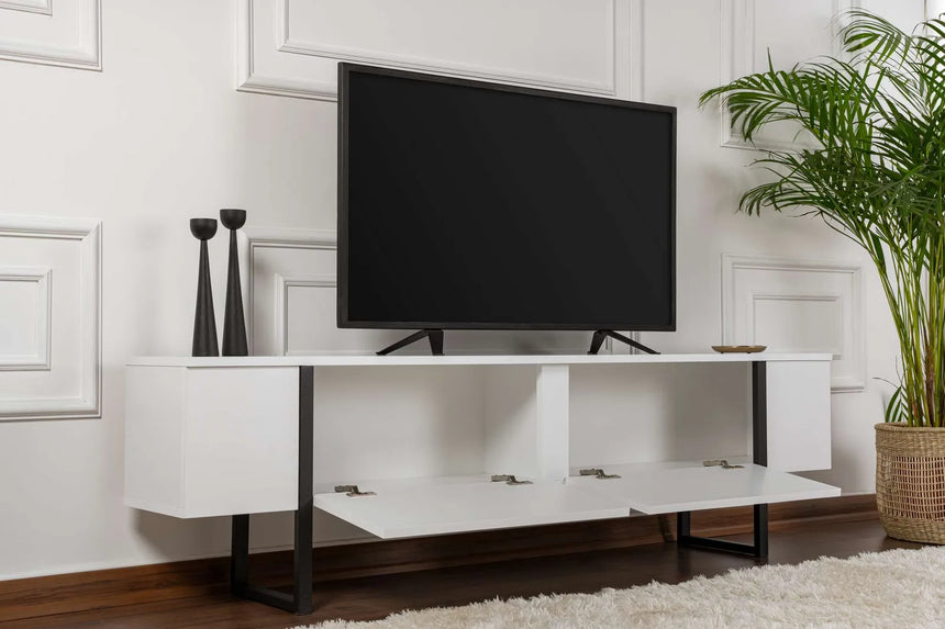 TV-Schrank Serenity aus melaminbeschichteten Holz in Weiß und Schwarz, 180×29,5×50 cm von Hanah Home – Bild 3