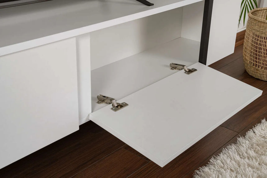 TV-Schrank Serenity aus melaminbeschichteten Holz in Weiß und Schwarz, 180×29,5×50 cm von Hanah Home – Bild 4