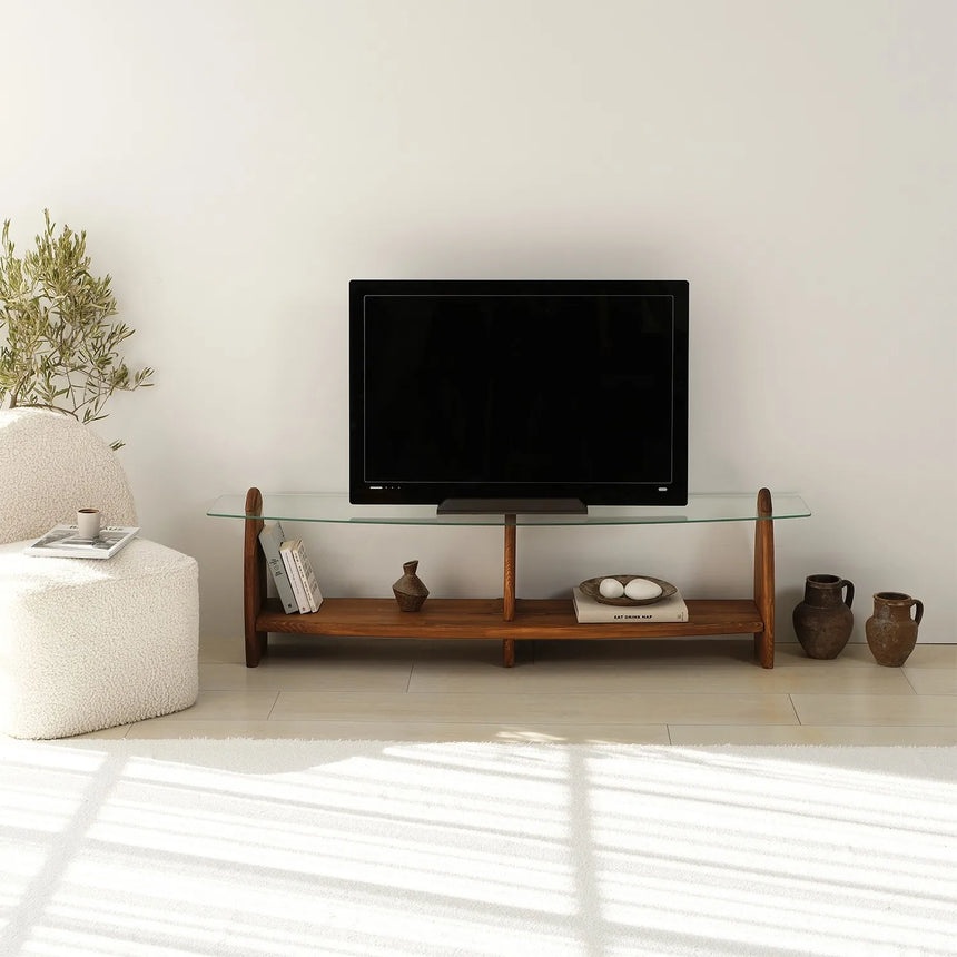 TV-Schrank Surf aus Kiefernholz und gehärtetem Glas, 160×35×45 cm von Hanah Home – Bild 1