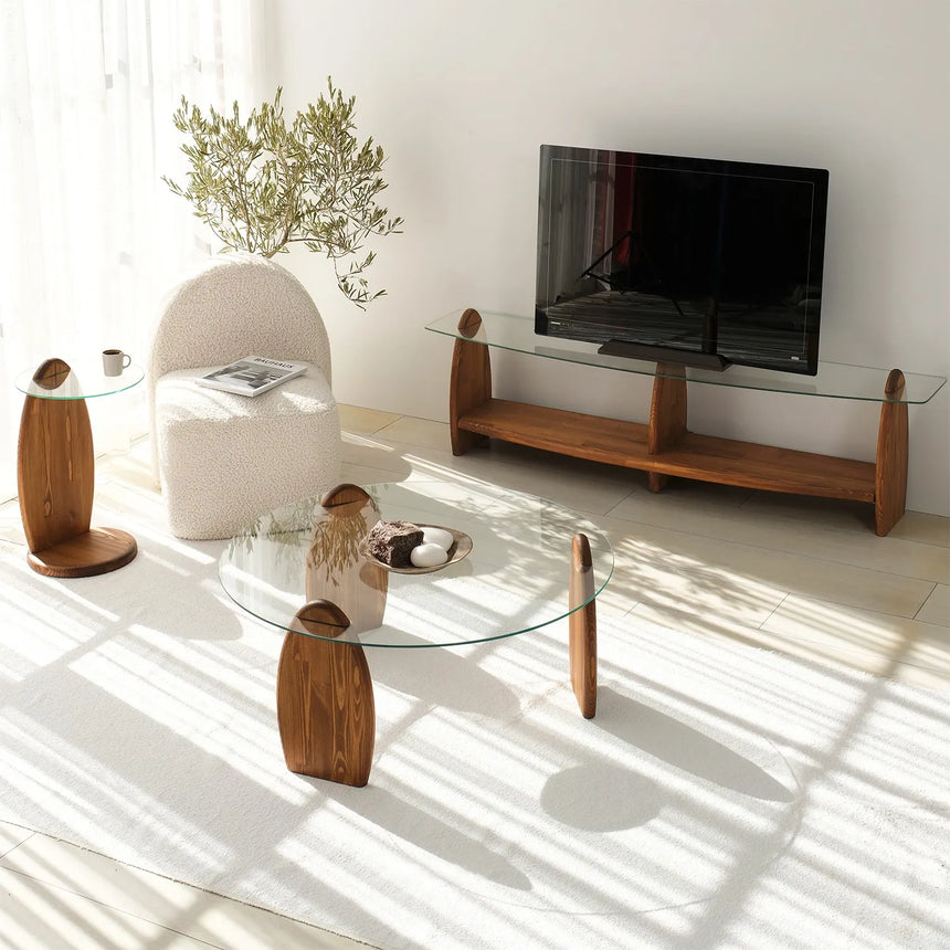 TV-Schrank Surf aus Kiefernholz und gehärtetem Glas, 160×35×45 cm von Hanah Home – Bild 2