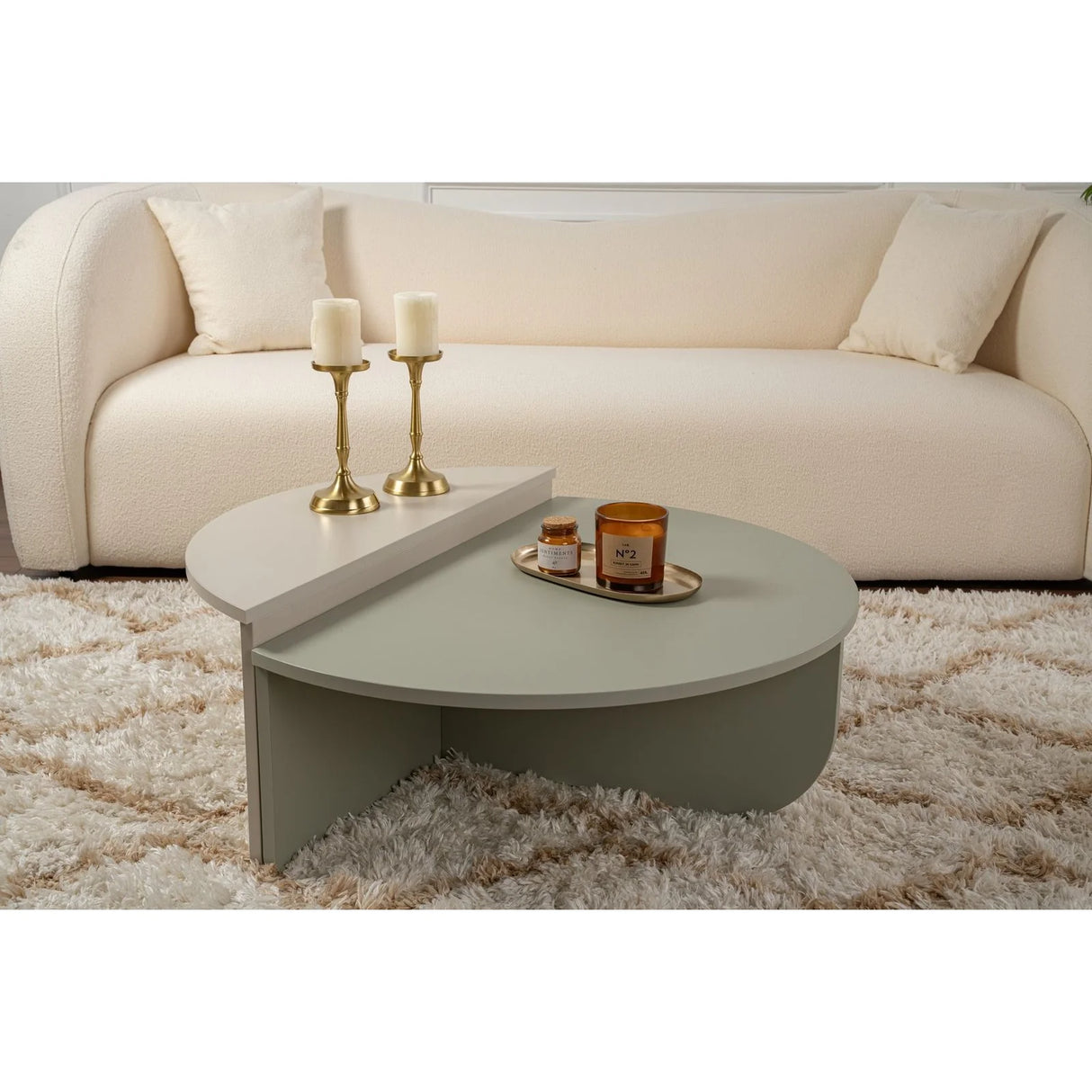 Couchtisch Orion aus Holz in Grau/Grün, 90x60x30 cm – Bild 1