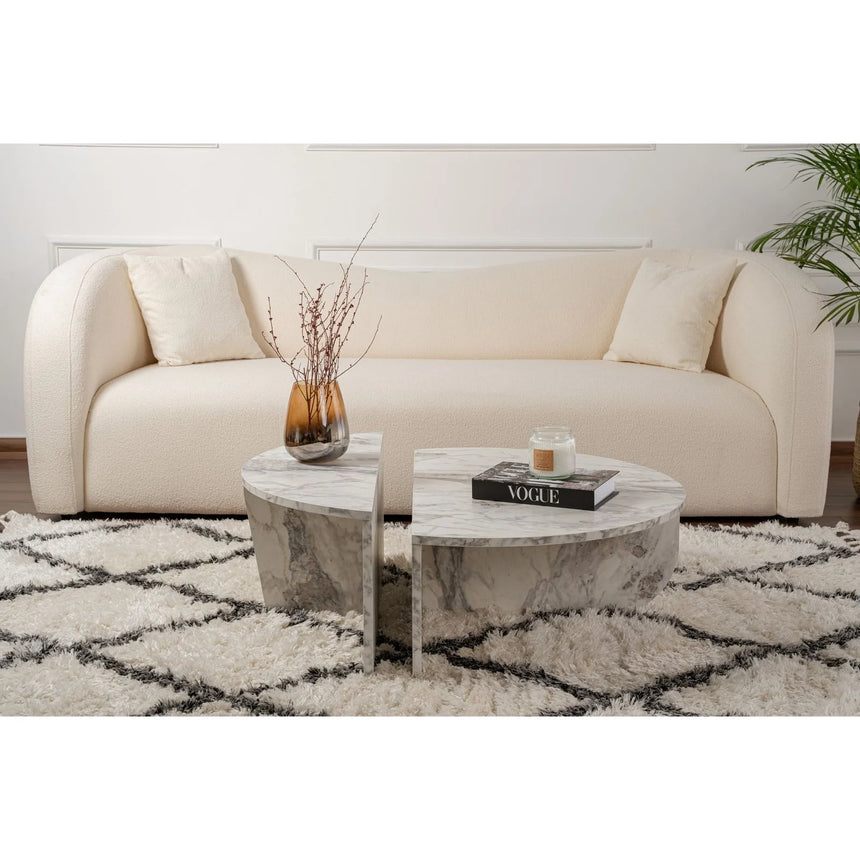 Couchtisch Orion aus Holz in Marmor-Optik, 90x60x30 cm – Bild 3