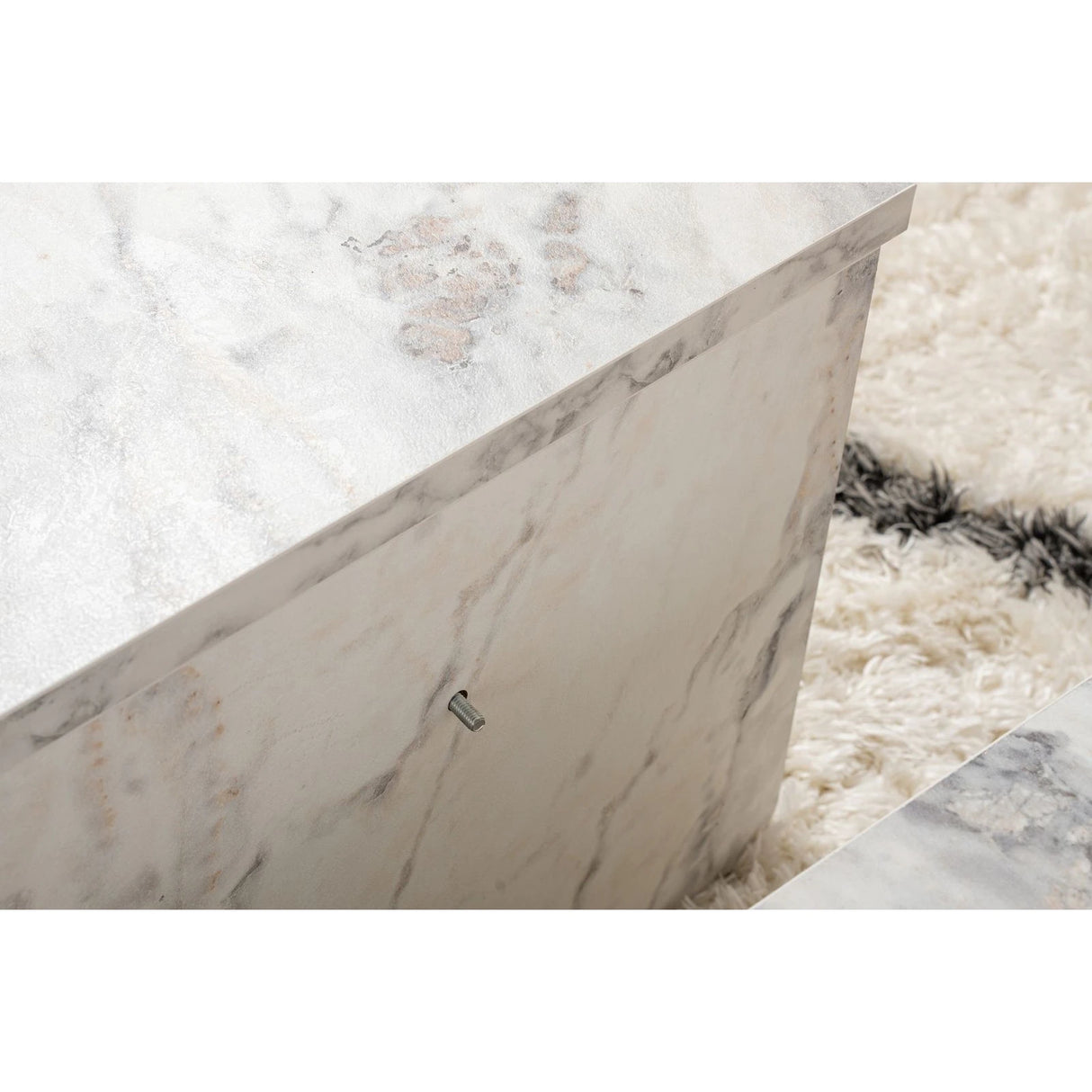 Couchtisch Orion aus Holz in Marmor-Optik, 90x60x30 cm – Bild 6