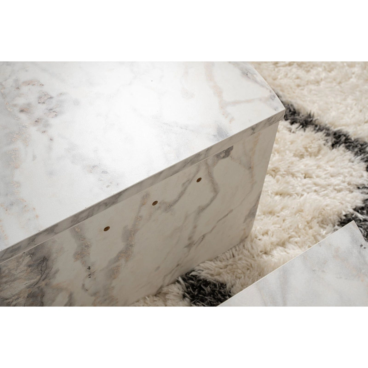 Couchtisch Orion aus Holz in Marmor-Optik, 90x60x30 cm – Bild 7