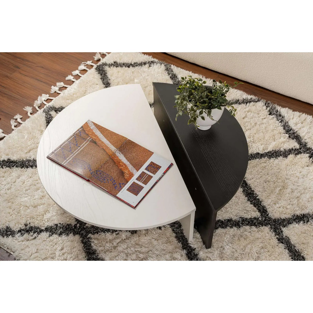 Couchtisch Orion aus Holz in Schwarz/Weiß, 90x60x30 cm – Bild 4