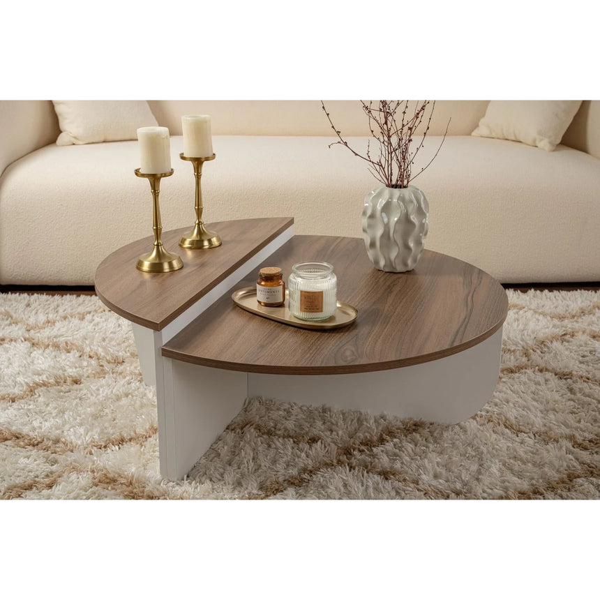 Couchtisch Orion aus Holz in Weiß/Walnuss, 90x60x30 cm – Bild 1