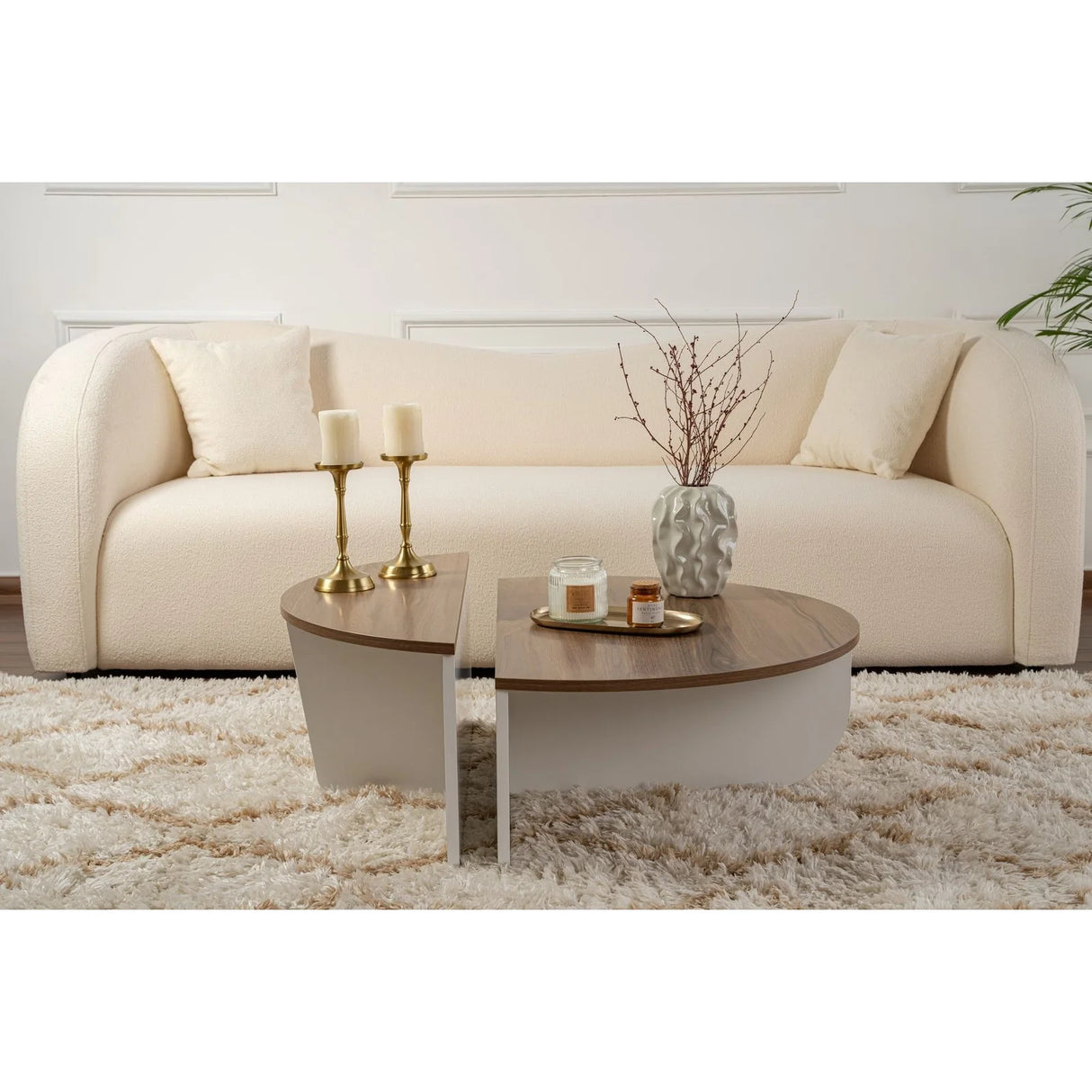 Couchtisch Orion aus Holz in Weiß/Walnuss, 90x60x30 cm – Bild 3