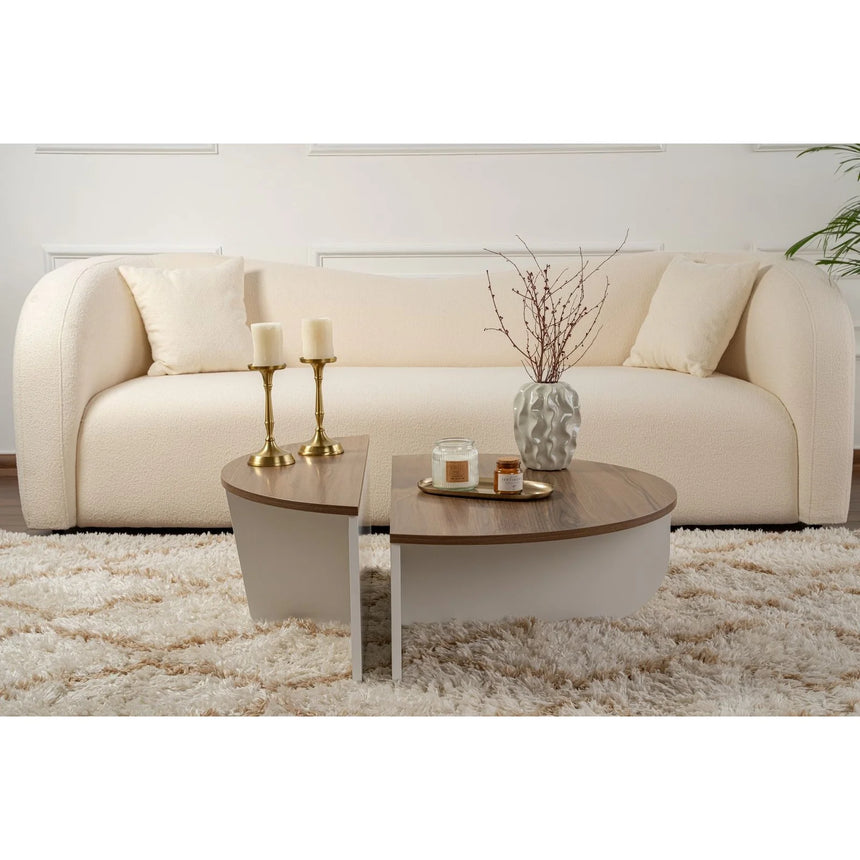 Couchtisch Orion aus Holz in Weiß/Walnuss, 90x60x30 cm – Bild 3