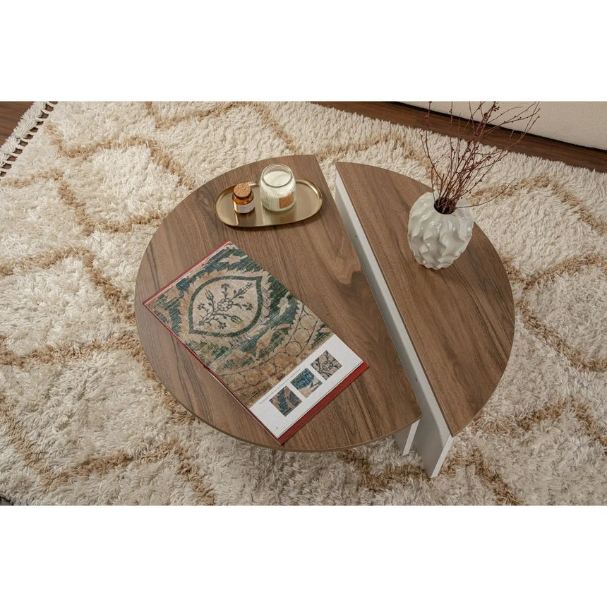 Couchtisch Orion aus Holz in Weiß/Walnuss, 90x60x30 cm – Bild 4