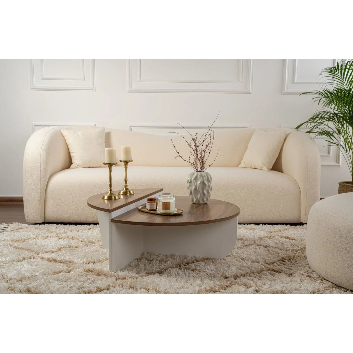 Couchtisch Orion aus Holz in Weiß/Walnuss, 90x60x30 cm – Bild 8