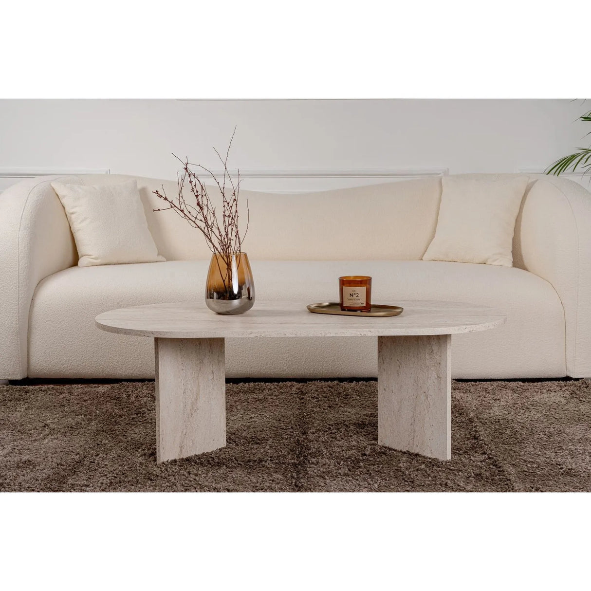 Couchtisch Sable aus Holz in Travertine, 119x60x40 cm – Bild 2