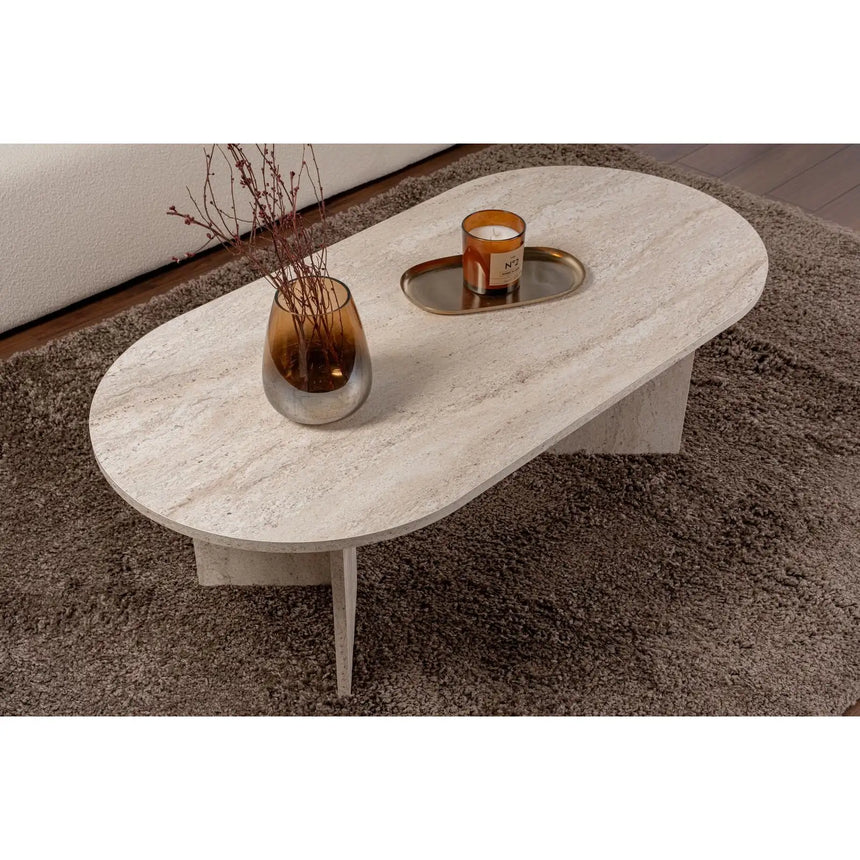 Couchtisch Sable aus Holz in Travertine, 119x60x40 cm – Bild 3