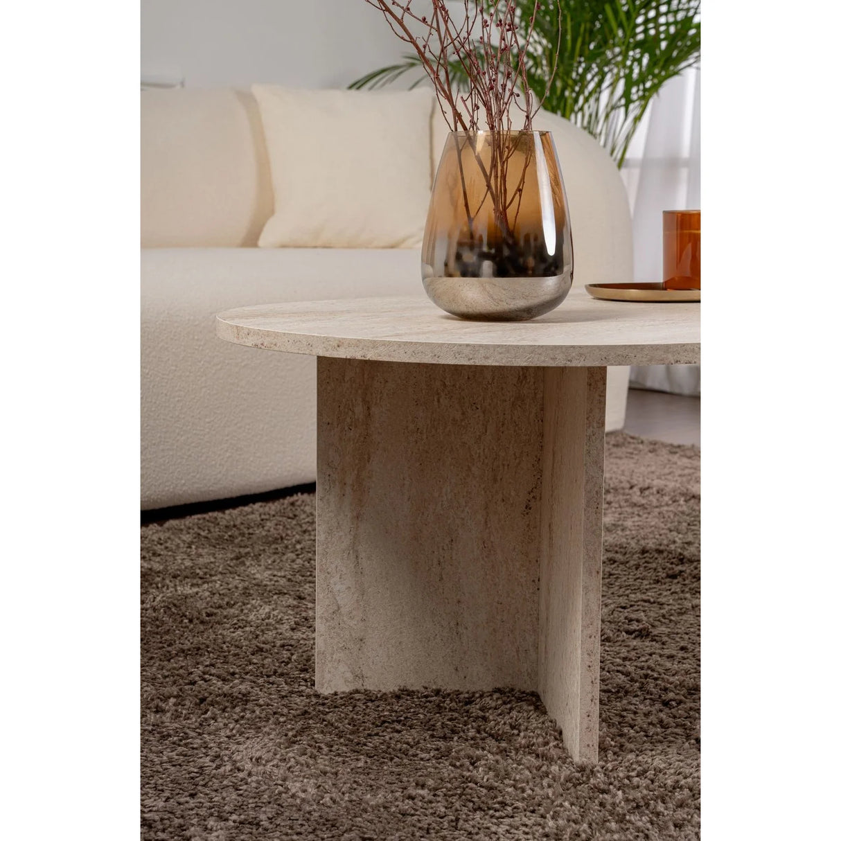 Couchtisch Sable aus Holz in Travertine, 119x60x40 cm – Bild 4