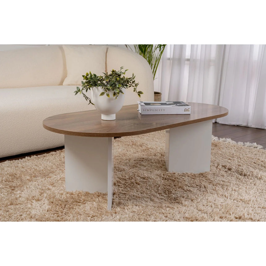 Couchtisch Sable aus Holz in Walnuss Weiß, 119x60x40 cm – Bild 1