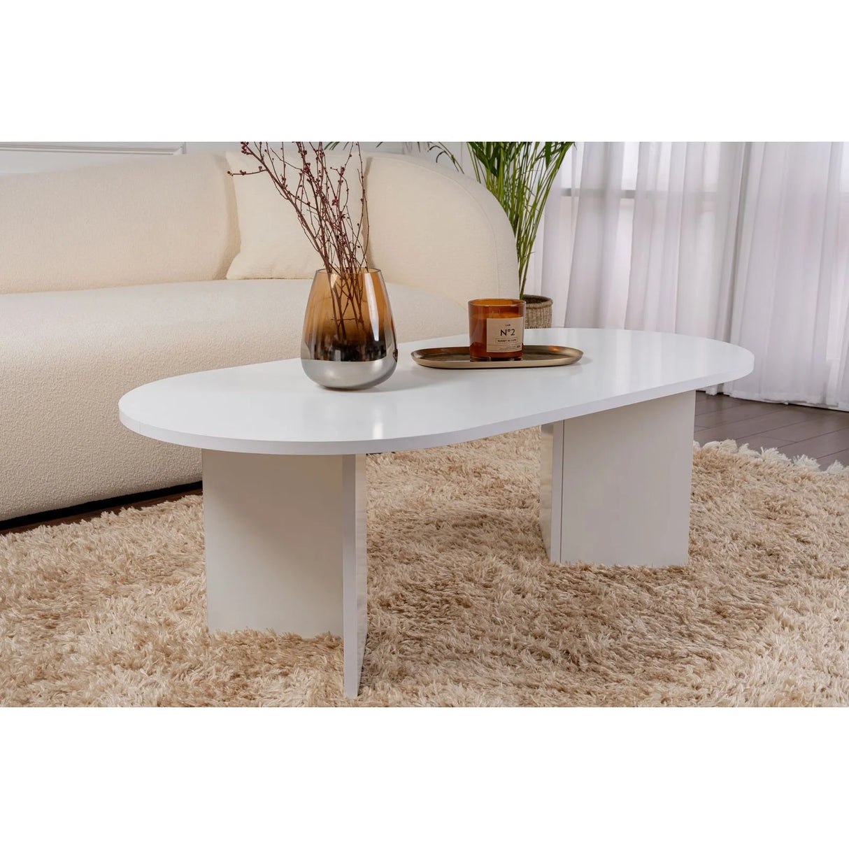 Couchtisch Sable aus Holz in Weiß, 119x60x40 cm – Bild 1