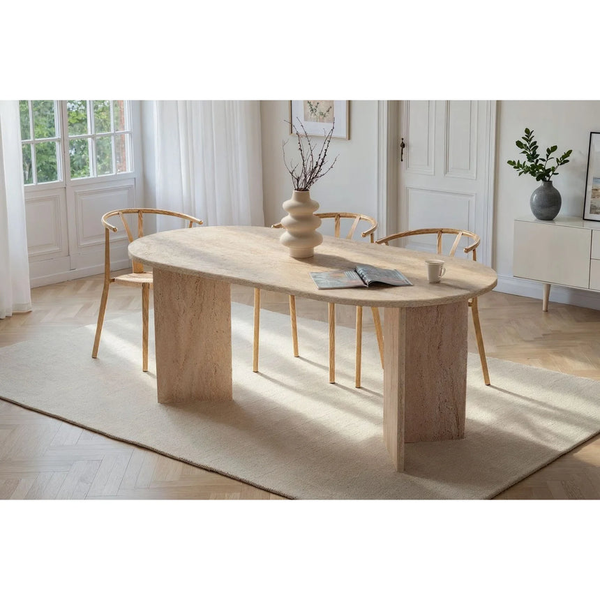 Sablin Esstisch aus Holz in Travertine, 75x180 cm – Bild 1