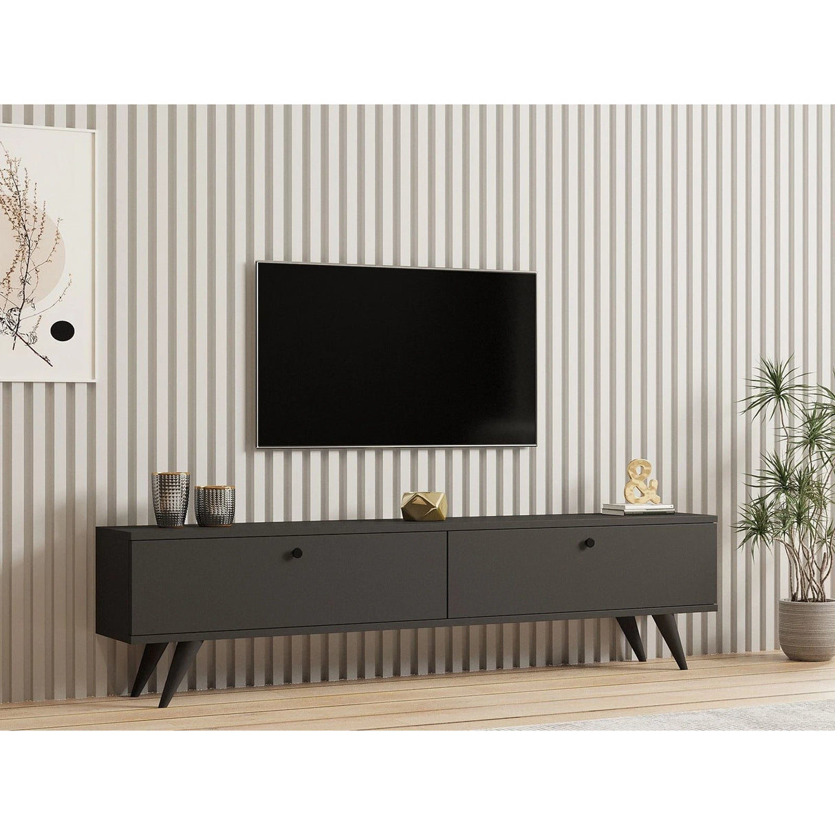TV-Sideboard Paris in Anthrazit, 160x25x35 cm – Bild 1