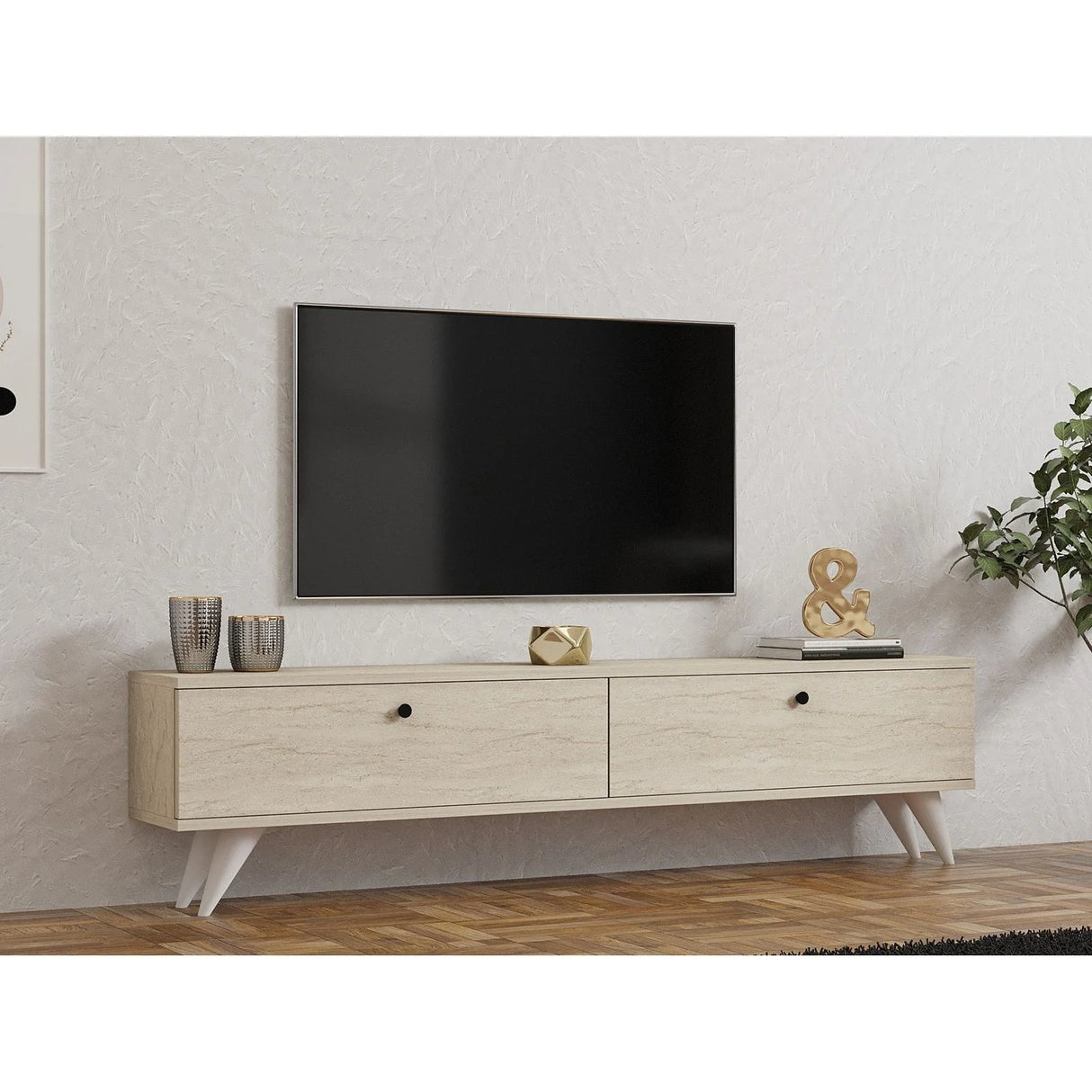 TV-Sideboard Paris in Travertine, 160x25x35 cm – Bild 1