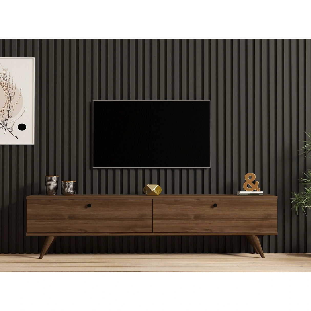 TV-Sideboard Paris in Walnuss, 160x25x35 cm – Bild 3