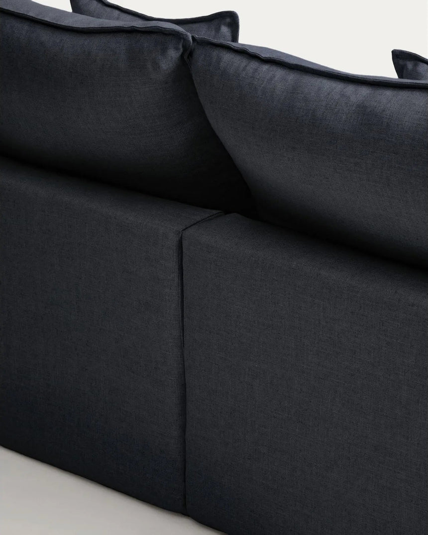 2-Sitzer-Modularsofa Anarela mit abnehmbarem Bezug aus Leinen und Viskose in Dunkelgrau, 180 cm, FSC Mix Credit von Kave Home – Bild 6