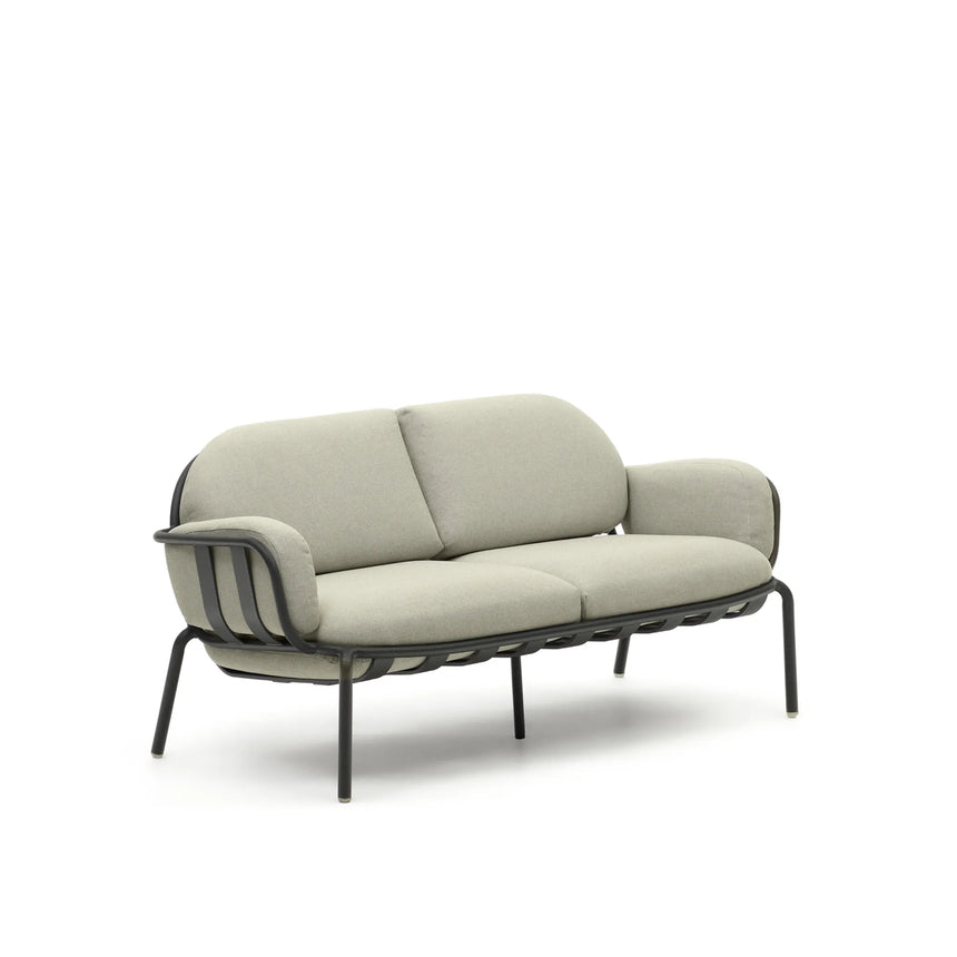 2-Sitzer-Outdoor-Sofa Joncols mit Bezug in Beige aus Aluminium mit grau lackiertem Finish 164 cm von Kave Home – Produktbild 4