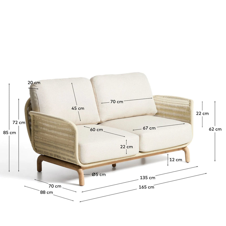 2-Sitzer-Sofa Alipa aus massivem Akazienholz und ecrufarbenem Seil, 165 cm von Kave Home – Bild 5