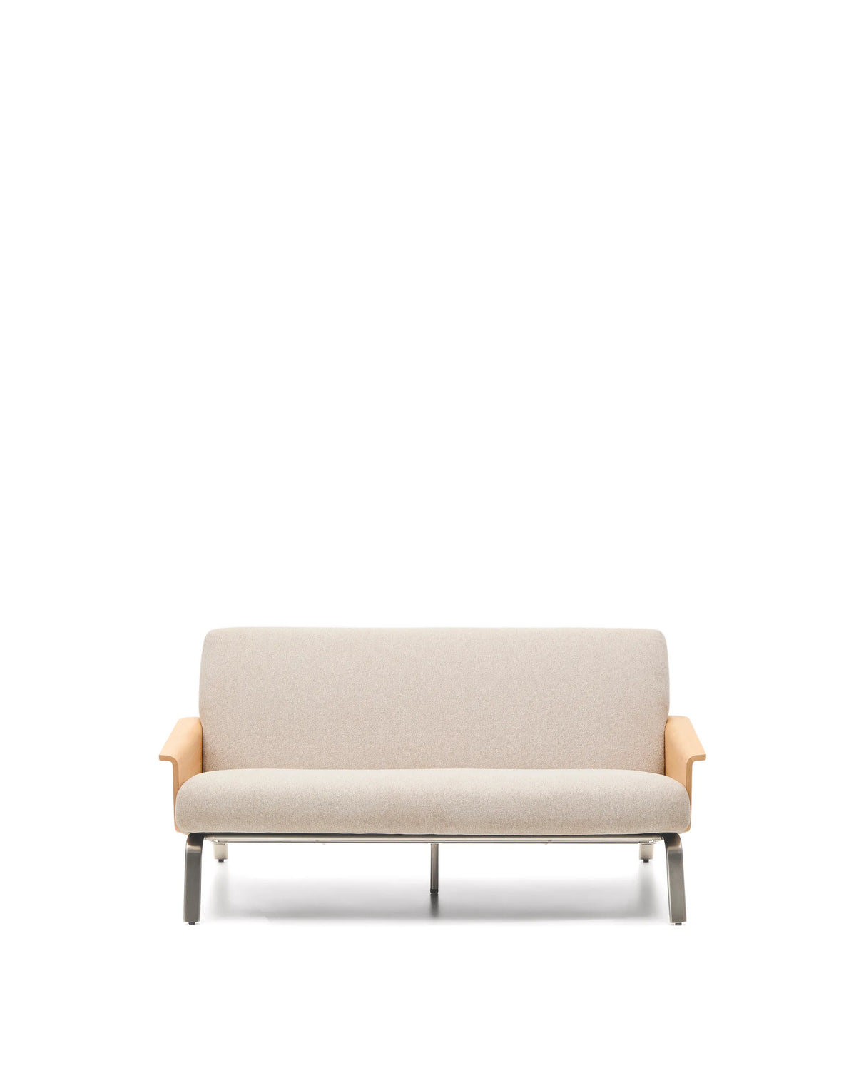 2-Sitzer-Sofa Amsen in Beige aus Eichensperrholz mit Beinen aus em gebürsteten Edelstahl 150 cm FSC 100 % von Kave Home – Produktbild 1