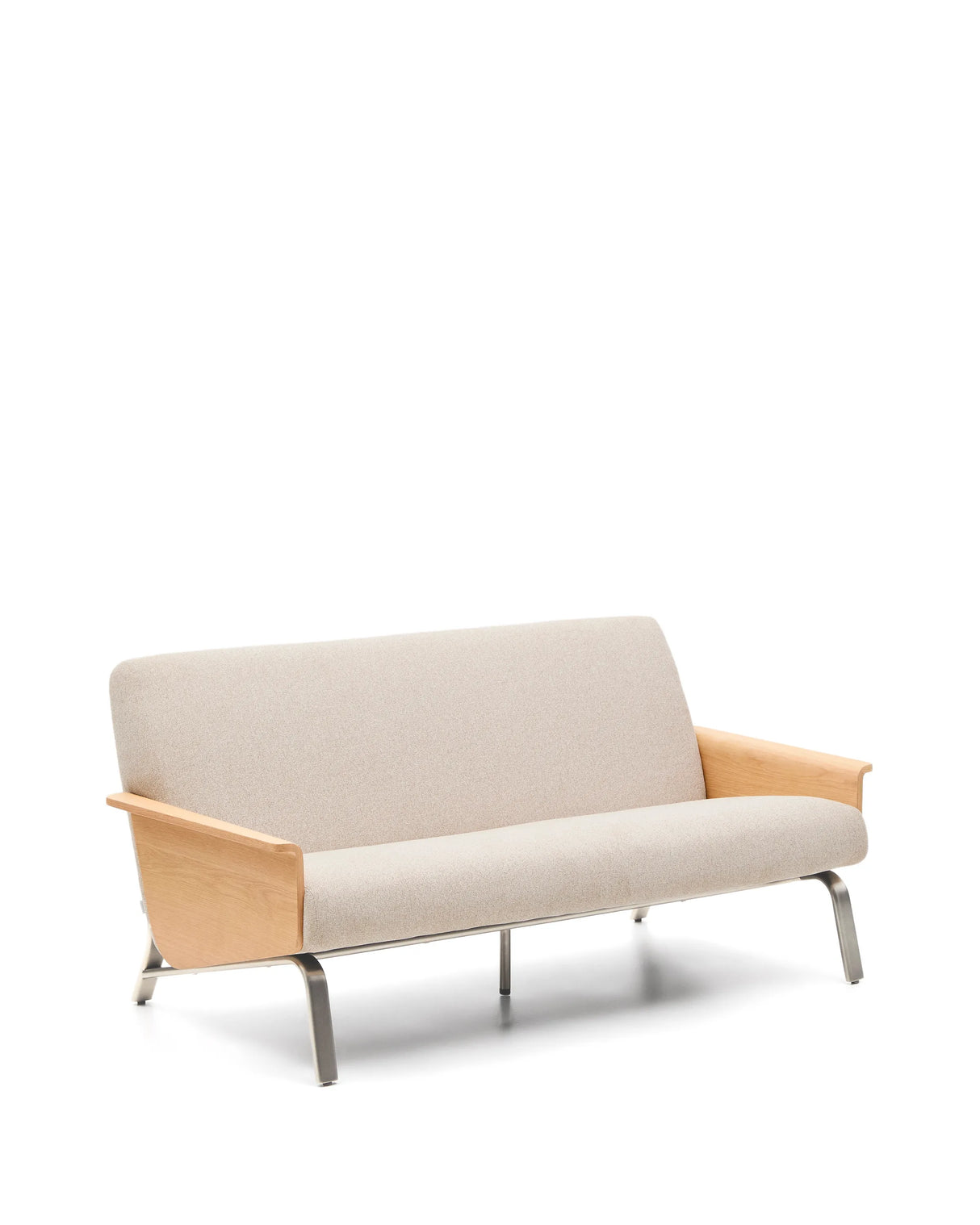 2-Sitzer-Sofa Amsen in Beige aus Eichensperrholz mit Beinen aus em gebürsteten Edelstahl 150 cm FSC 100 % von Kave Home – Produktbild 6