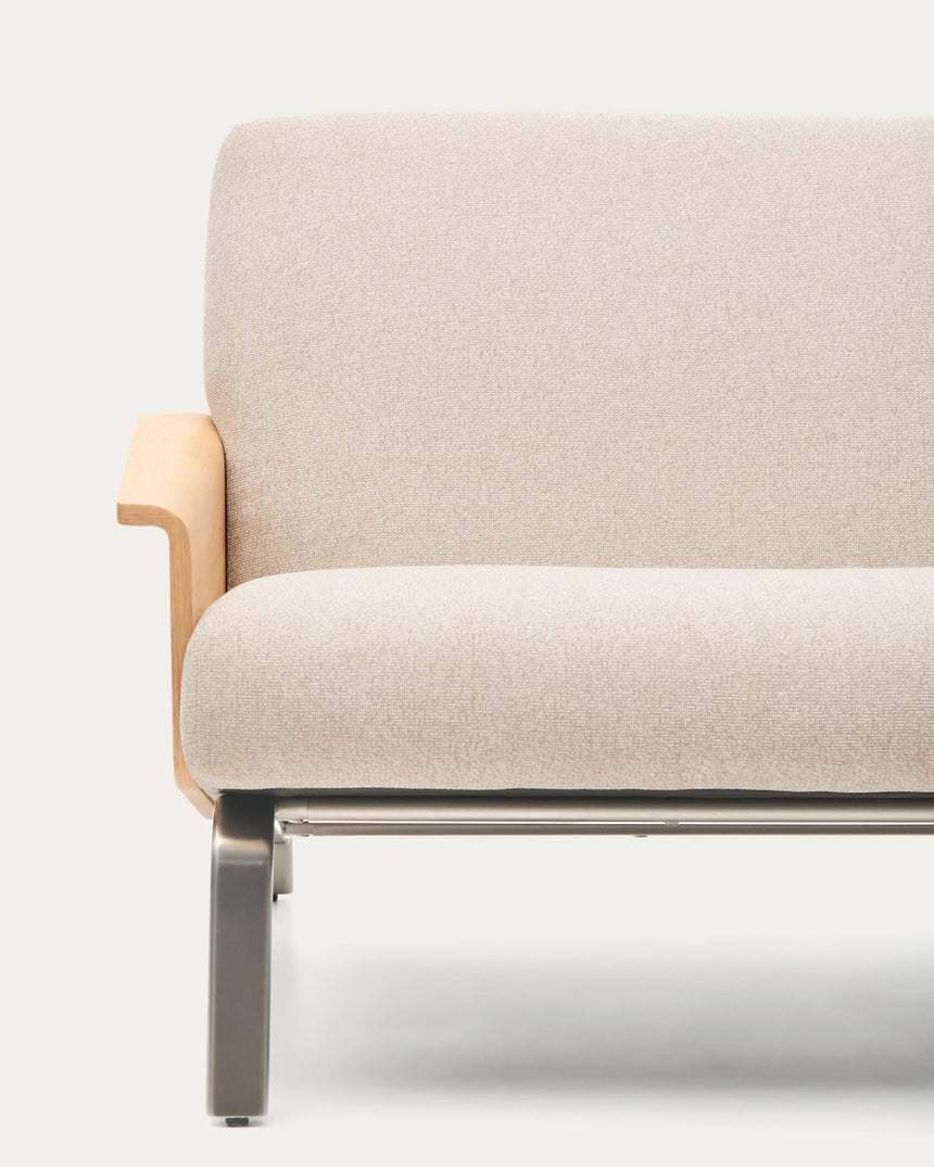 2-Sitzer-Sofa Amsen in Beige aus Eichensperrholz mit Beinen aus em gebürsteten Edelstahl 150 cm FSC 100 % von Kave Home – Produktbild 9