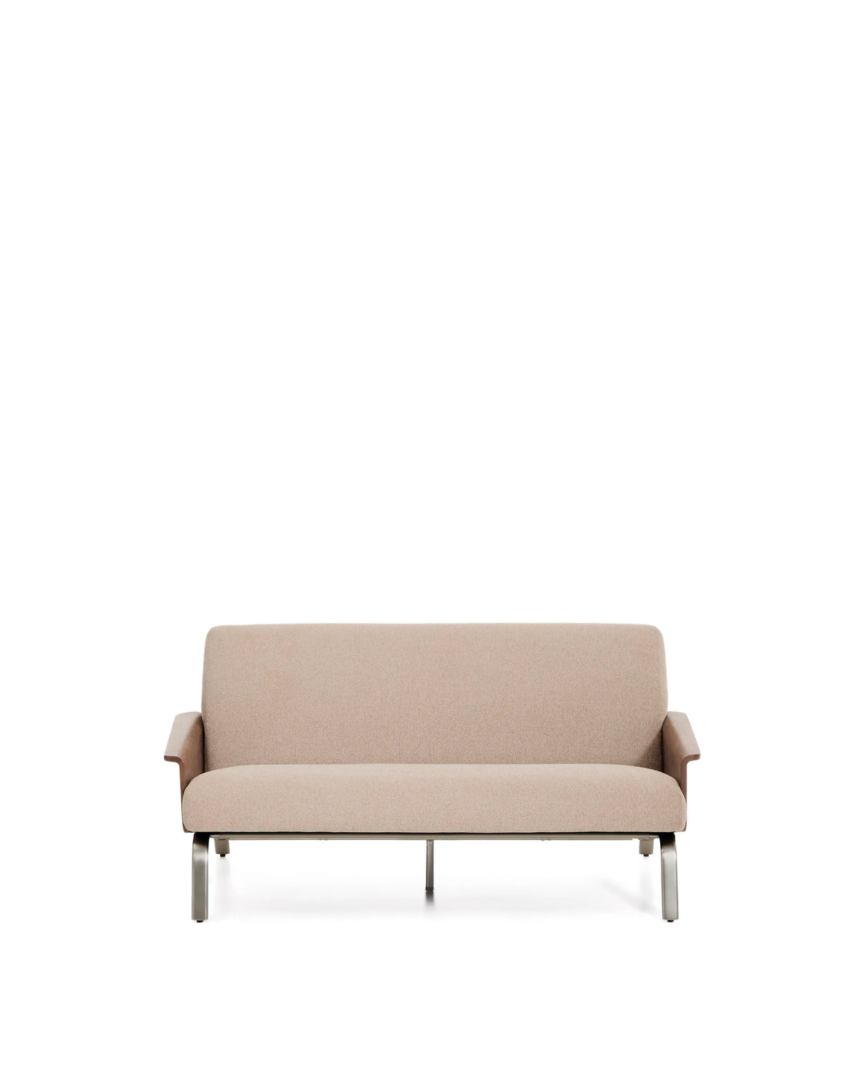 2-Sitzer-Sofa Amsen in Hellbraun aus Nussbaumsperrholz und Beinen aus em gebürsteten Edelstahl 150 cm FSC 100 % von Kave Home – Produktbild 1