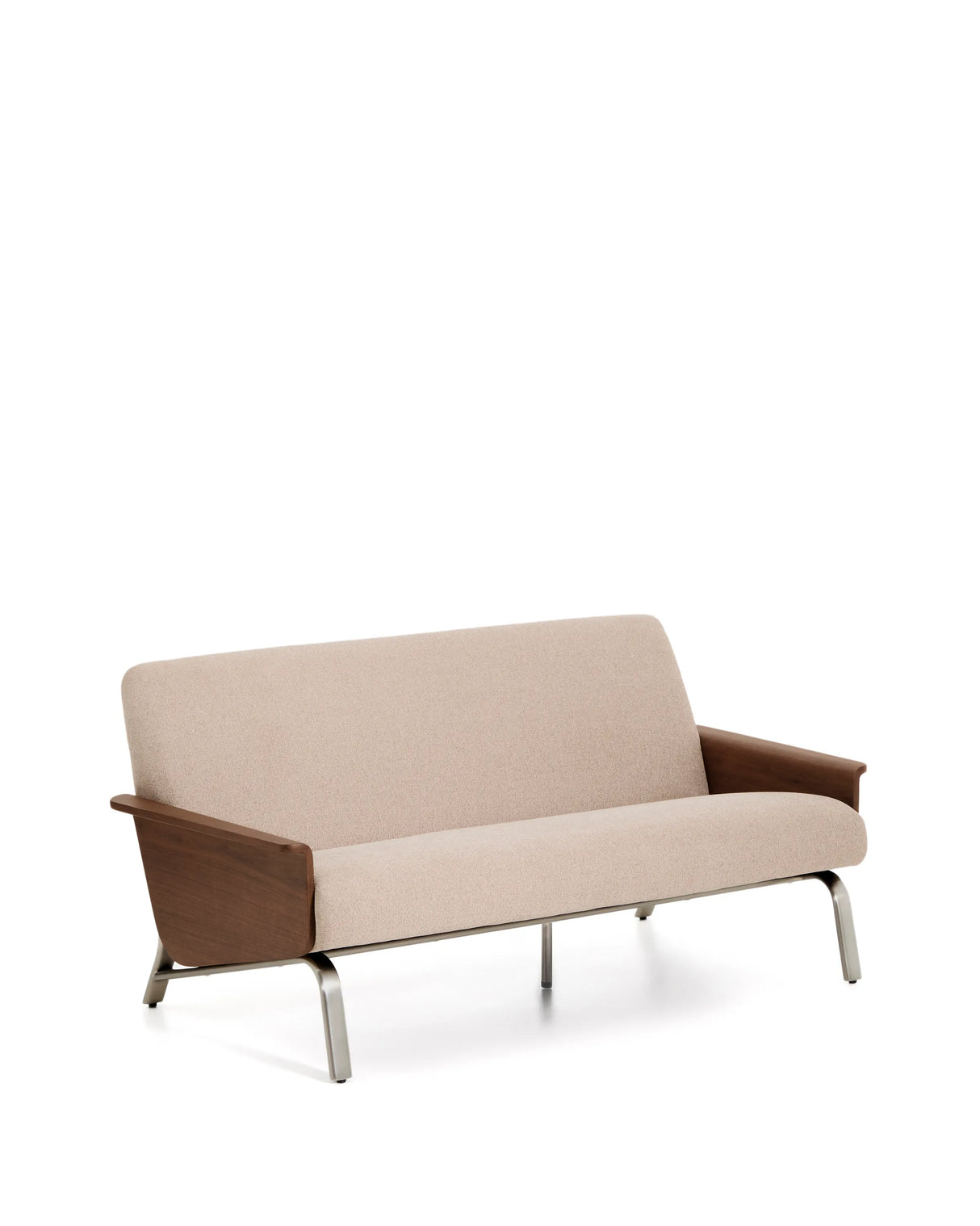 2-Sitzer-Sofa Amsen in Hellbraun aus Nussbaumsperrholz und Beinen aus em gebürsteten Edelstahl 150 cm FSC 100 % von Kave Home – Produktbild 5