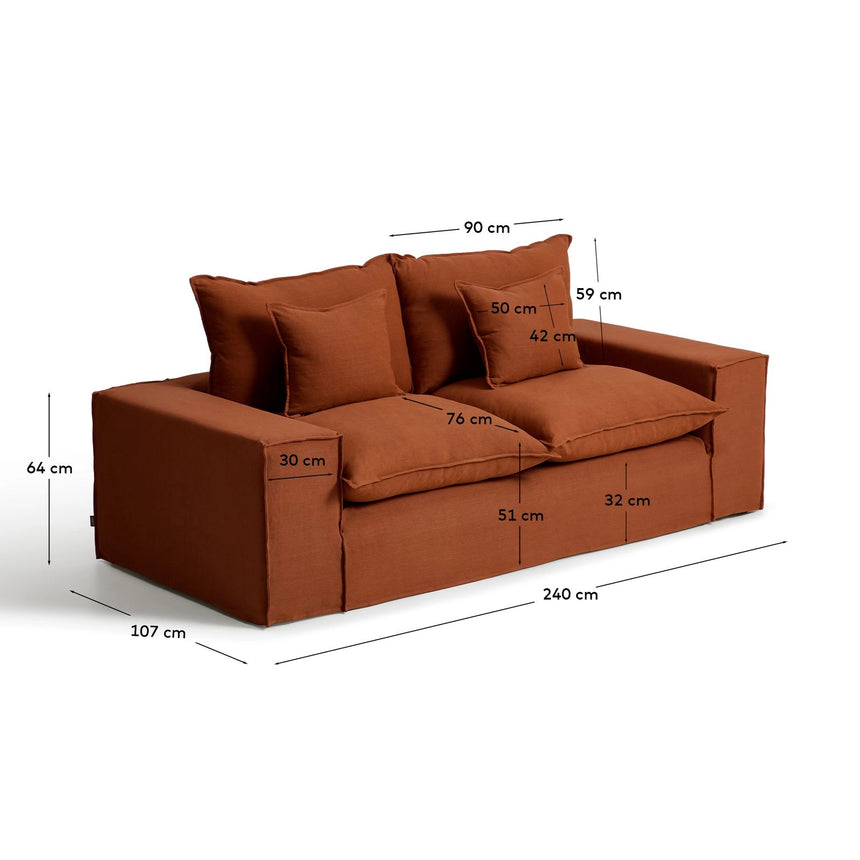 2-Sitzer-Sofa Anarela mit abnehmbarem Bezug aus 100 % Leinen, 240 cm, FSC Mix Credit von Kave Home – Bild 5