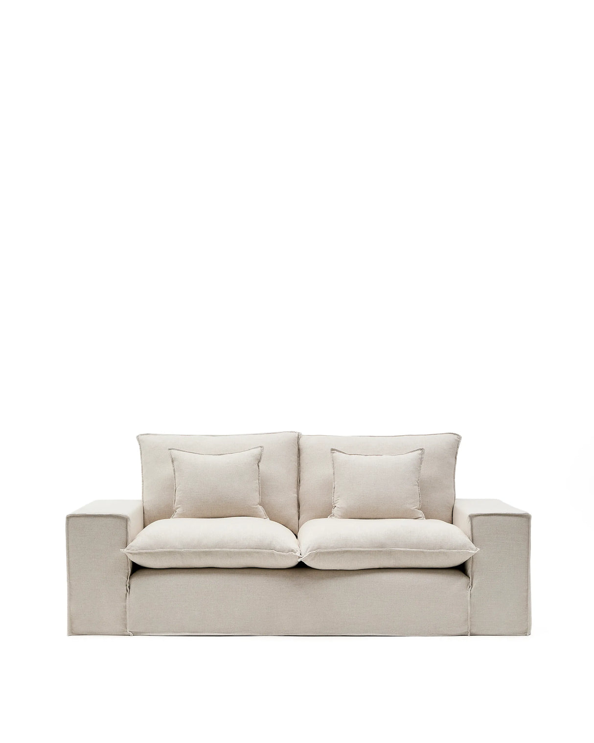 2-Sitzer Sofa Anarela mit abnehmbarem Bezug und beigen Leinenkissen 240 cm von Kave Home – Produktbild 1