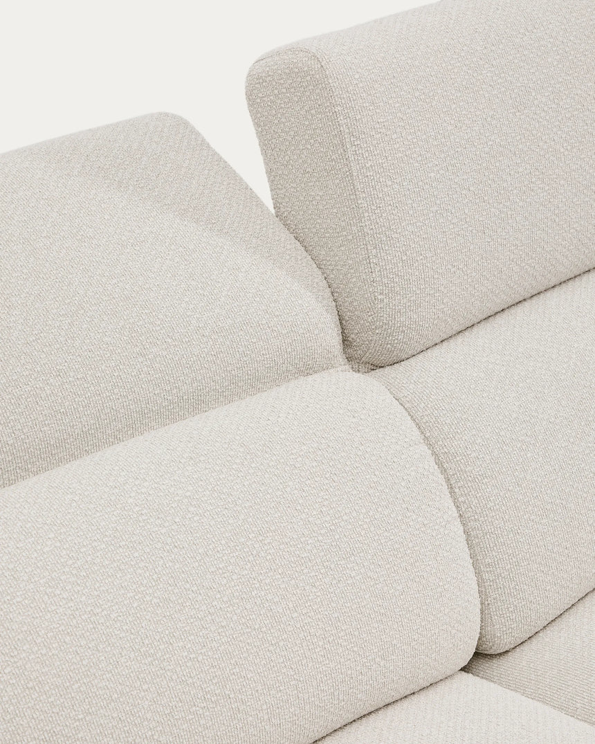 2-Sitzer-Sofa Aurum aus ecrufarbener Chenille mit verstellbarem Kopfteil und mattgrauer Metallbasis 210 cm FSC Mix Credit von Kave Home – Produktbild 15