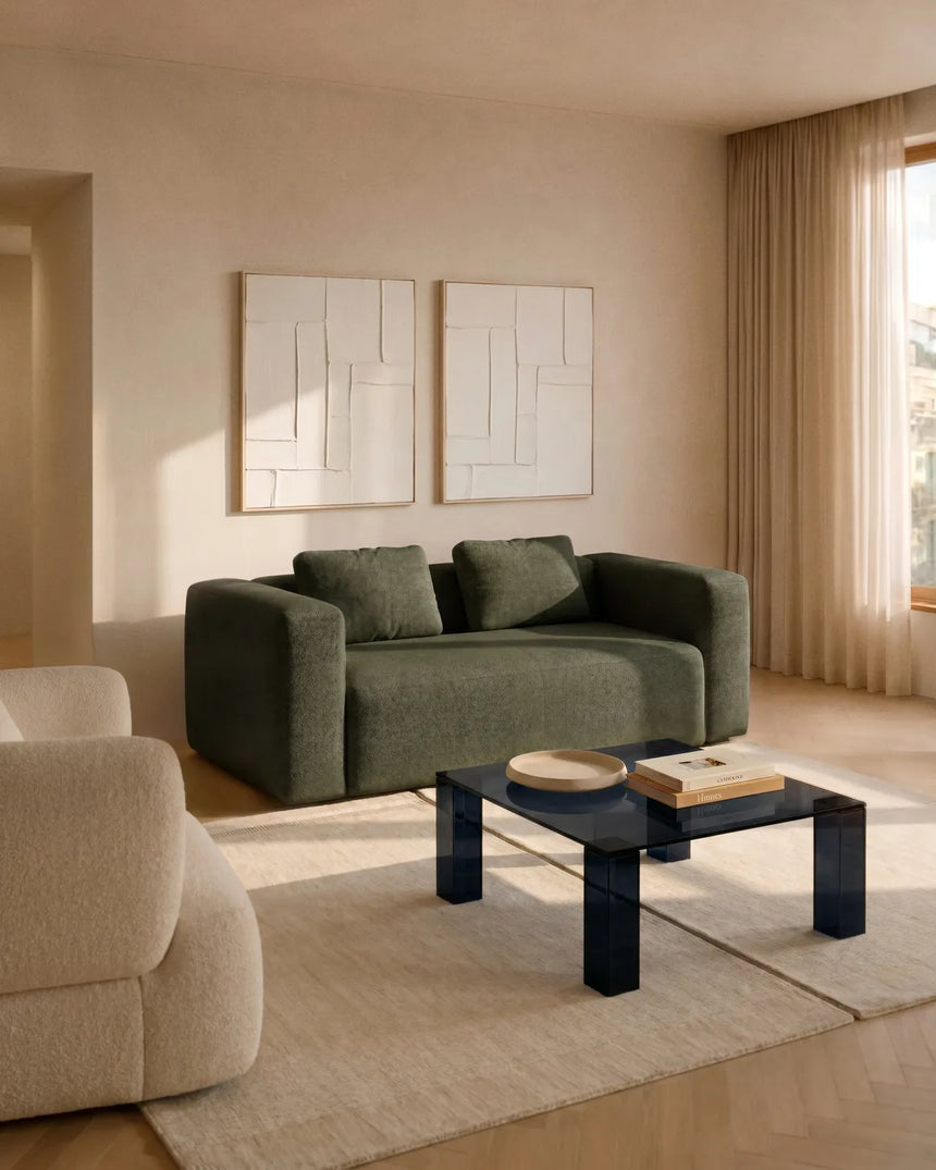 2-Sitzer-Sofa Blok in moosgrüner Chenille, 210 cm, FSC Mix Credit von Kave Home – Bild 2