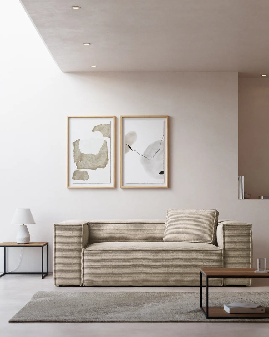 2-Sitzer-Sofa Blok mit dickem Cord in Naturfarbe 210 cm FSC Mix Credit von Kave Home – Produktbild 1