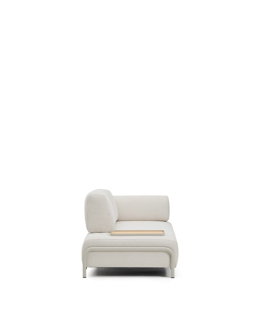 2-Sitzer-Sofa Compo aus Chenille in Ecru, kleines Tablett mit Eichenfurnier und beiges Metallgestell 200 cm FSC Mix Credit von Kave Home – Produktbild 4