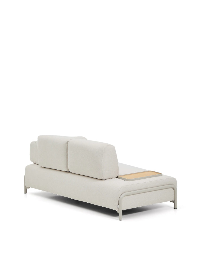2-Sitzer-Sofa Compo aus Chenille in Ecru, kleines Tablett mit Eichenfurnier und beiges Metallgestell 200 cm FSC Mix Credit von Kave Home – Produktbild 5