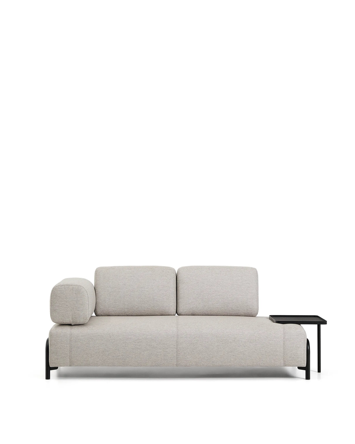 2-Sitzer-Sofa Compo in Graubeige mit großem Tablett und schwarzem Metallgestell 200 cm FSC Mix Credit von Kave Home – Produktbild 1